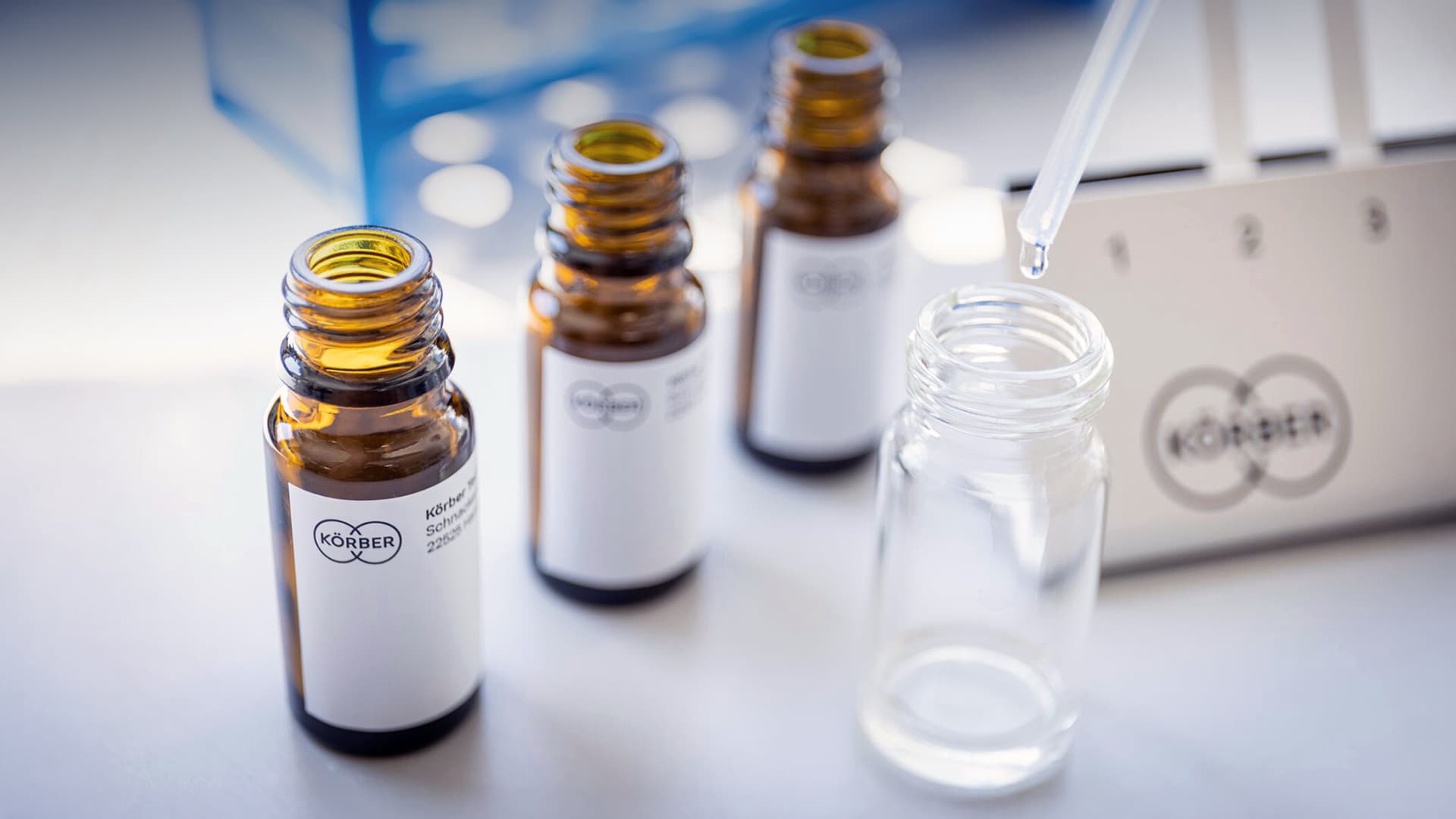 Körber branded nicotine flavor bottles