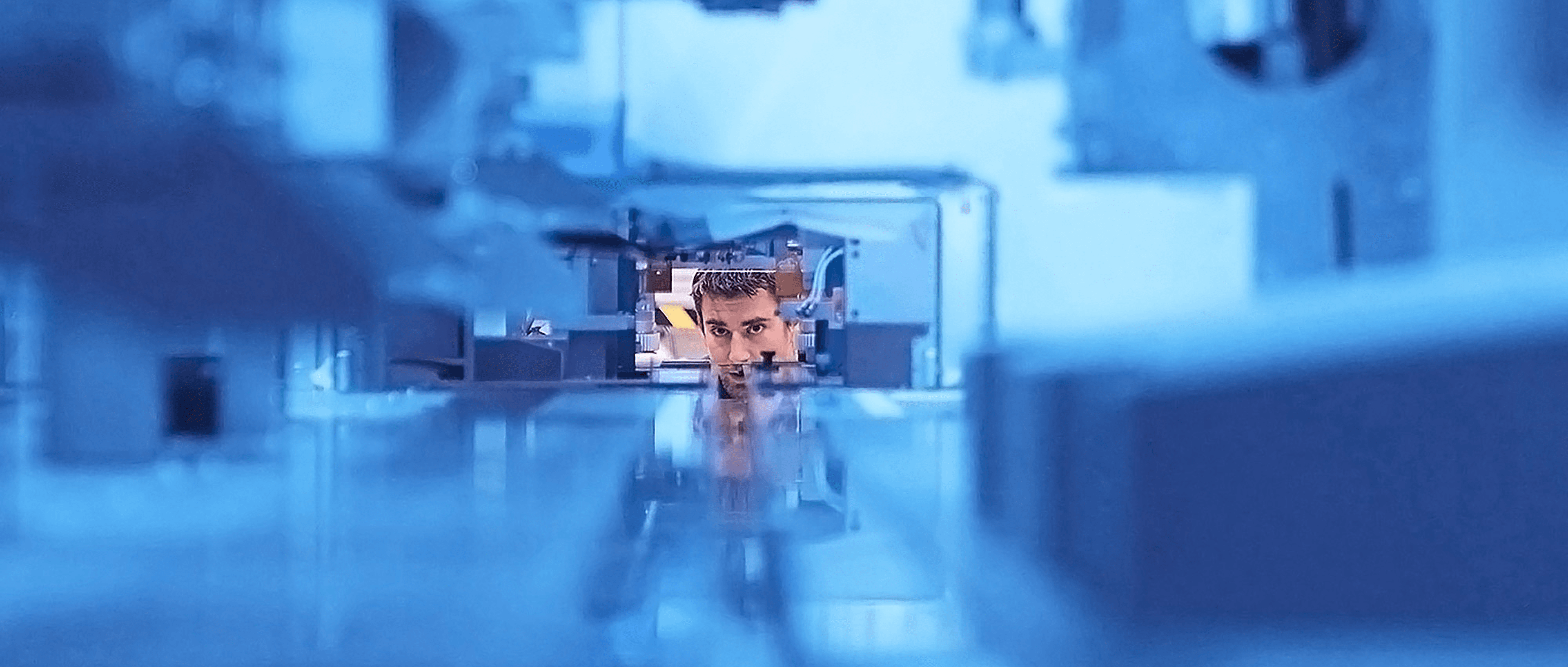 Man seen through the a sensor system machine