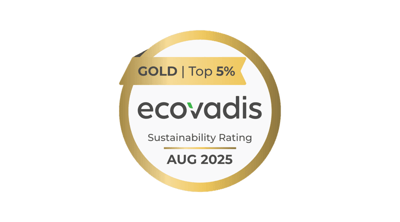 Ecovadis Top 5% Gold Nachhaltigkeitsrating-Stempel ab Mai 2024.