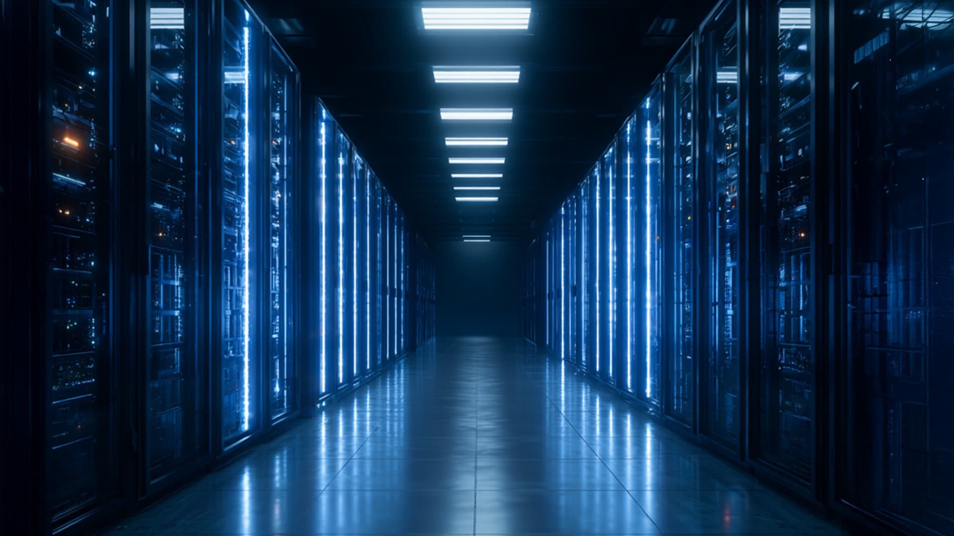 Schummerig beleuchteter Serverraum