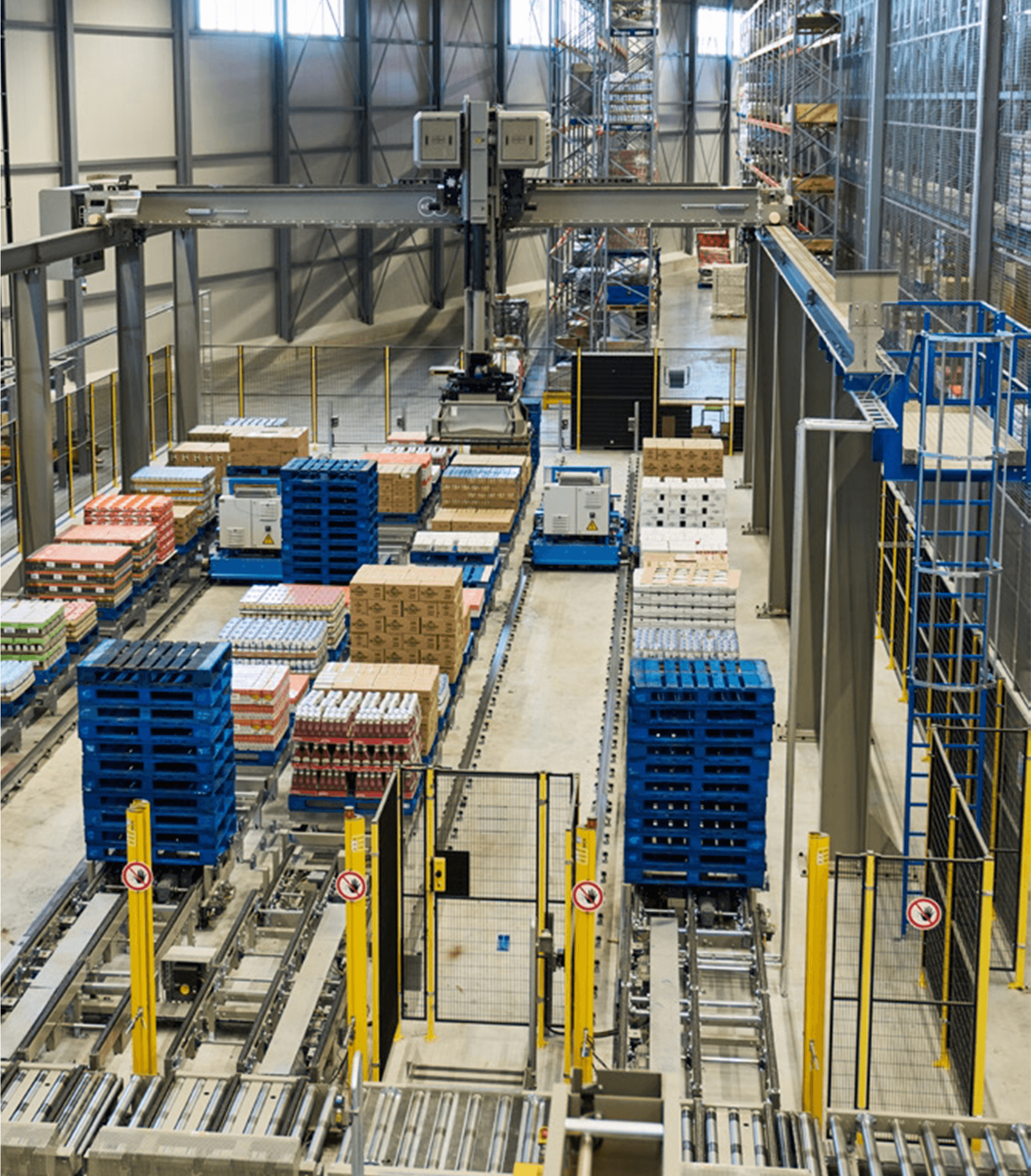 Layer pickers in a warehouse